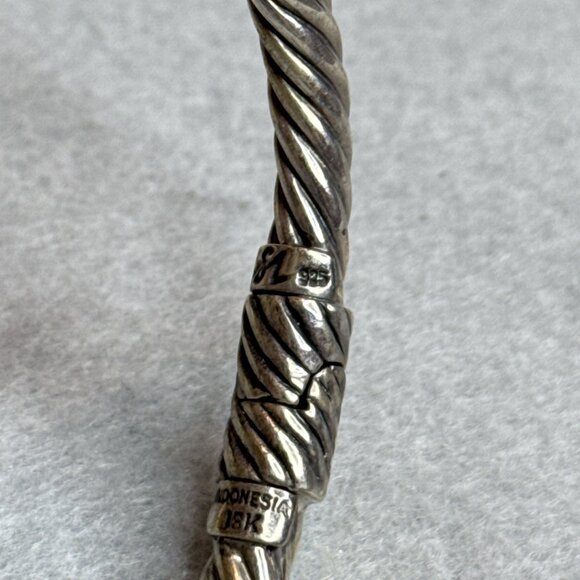 Bali Designs Labradorite Cable Cuff Bracelet 18K Gold Sterling Silver Hinged - Picture 9 of 14